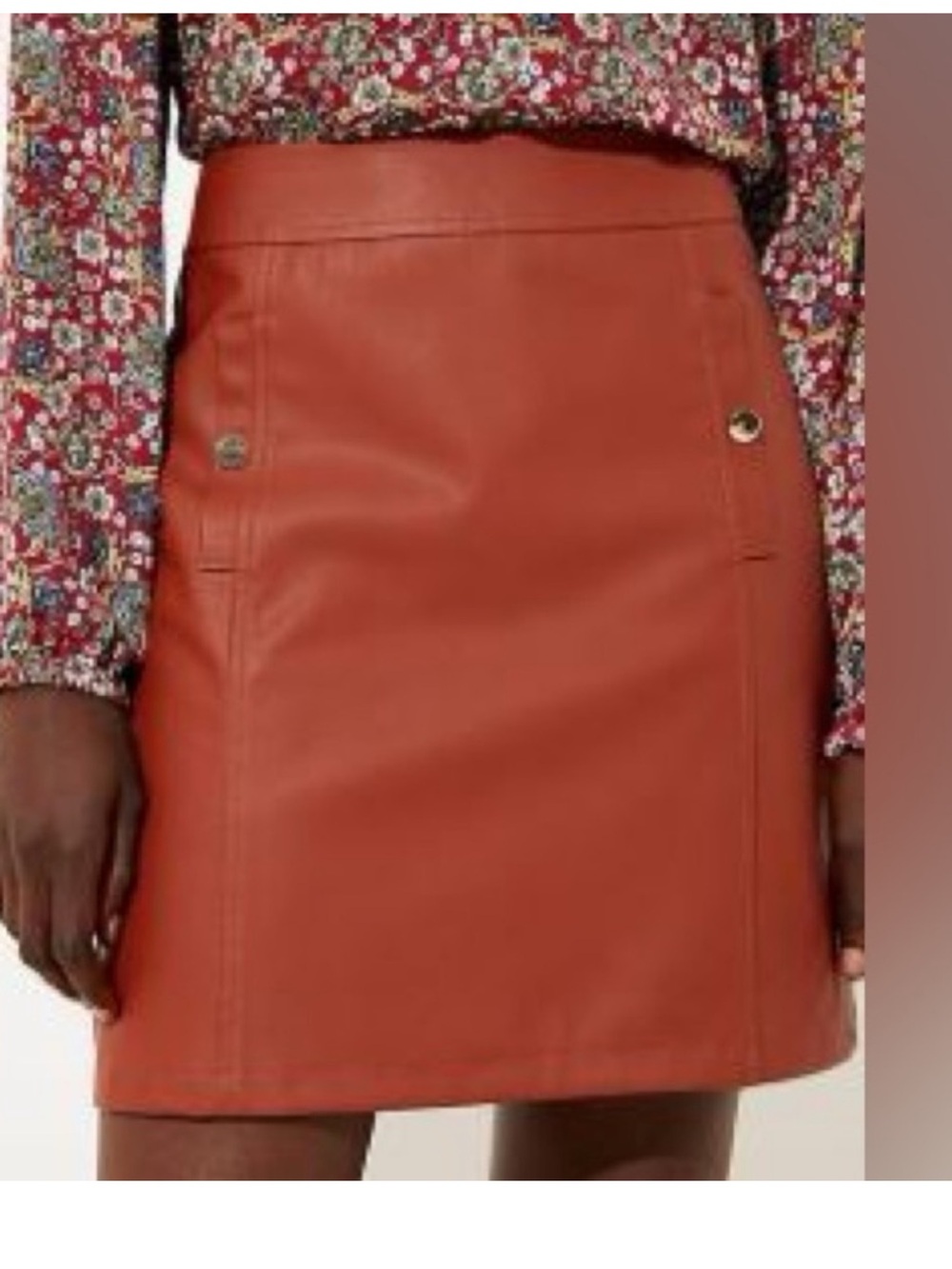 LOFT Rust Vegan Faux Leather A-Line Skirt